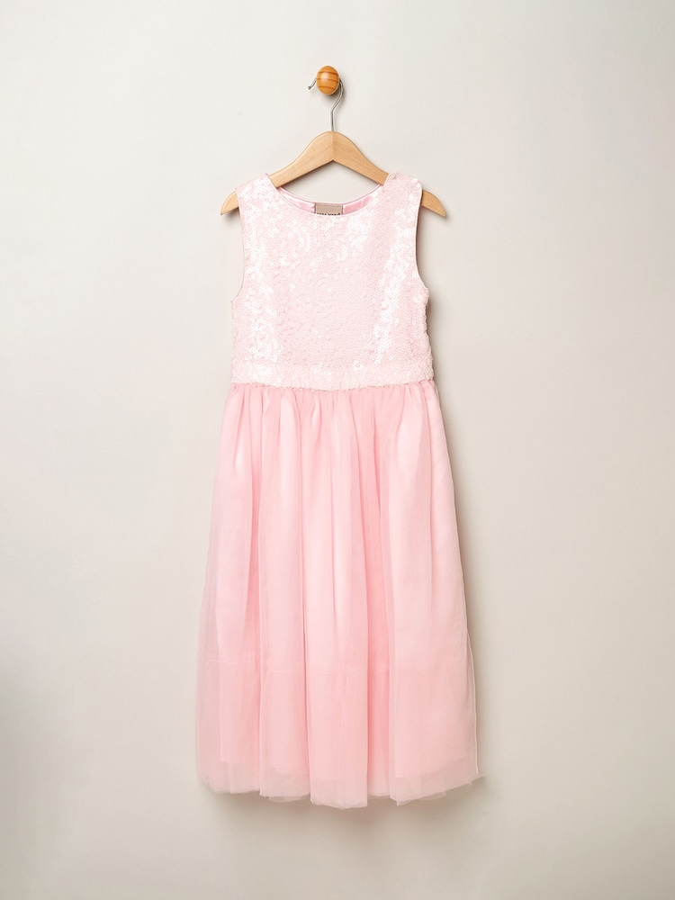 Miss Pink Sequin Bow Tulle Skirt Dress - Image 1 of 3