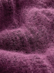 Bordo rdeča - Gem Button tekstured Čipke pletena pletena jopa z volno - Slika 7 iz 8