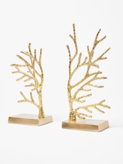 Oliver Bonas Gold Coral Metal Book Ends - Image 1 of 3