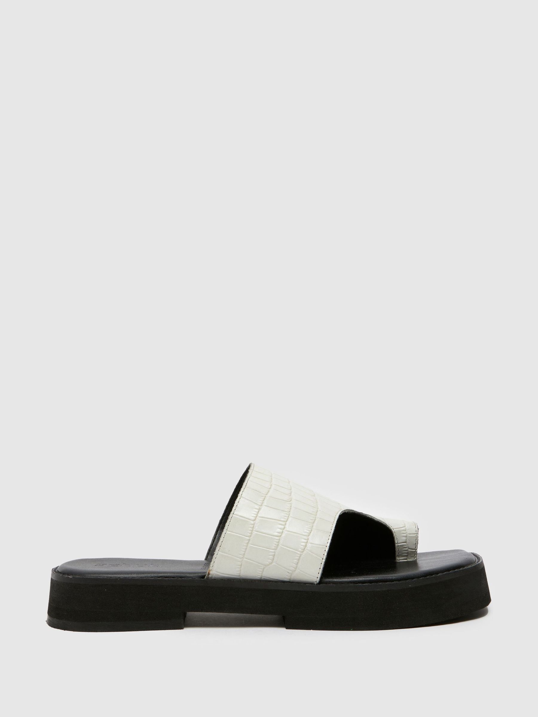 Buy Schuh White Tori Chunky Leather Croc Mules from Next USA