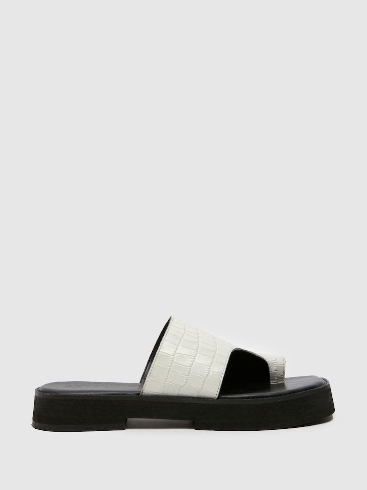 Schuh Tori Chunky Leather Croc Mules - Image 1 of 4
