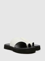Schuh Tori Chunky Leather Croc Mules - Image 2 of 4