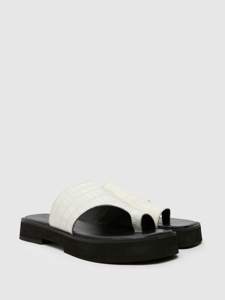 Schuh Tori Chunky Leather Croc Mules - Image 2 of 4