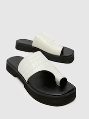 Schuh Tori Chunky Leather Croc Mules - Image 3 of 4