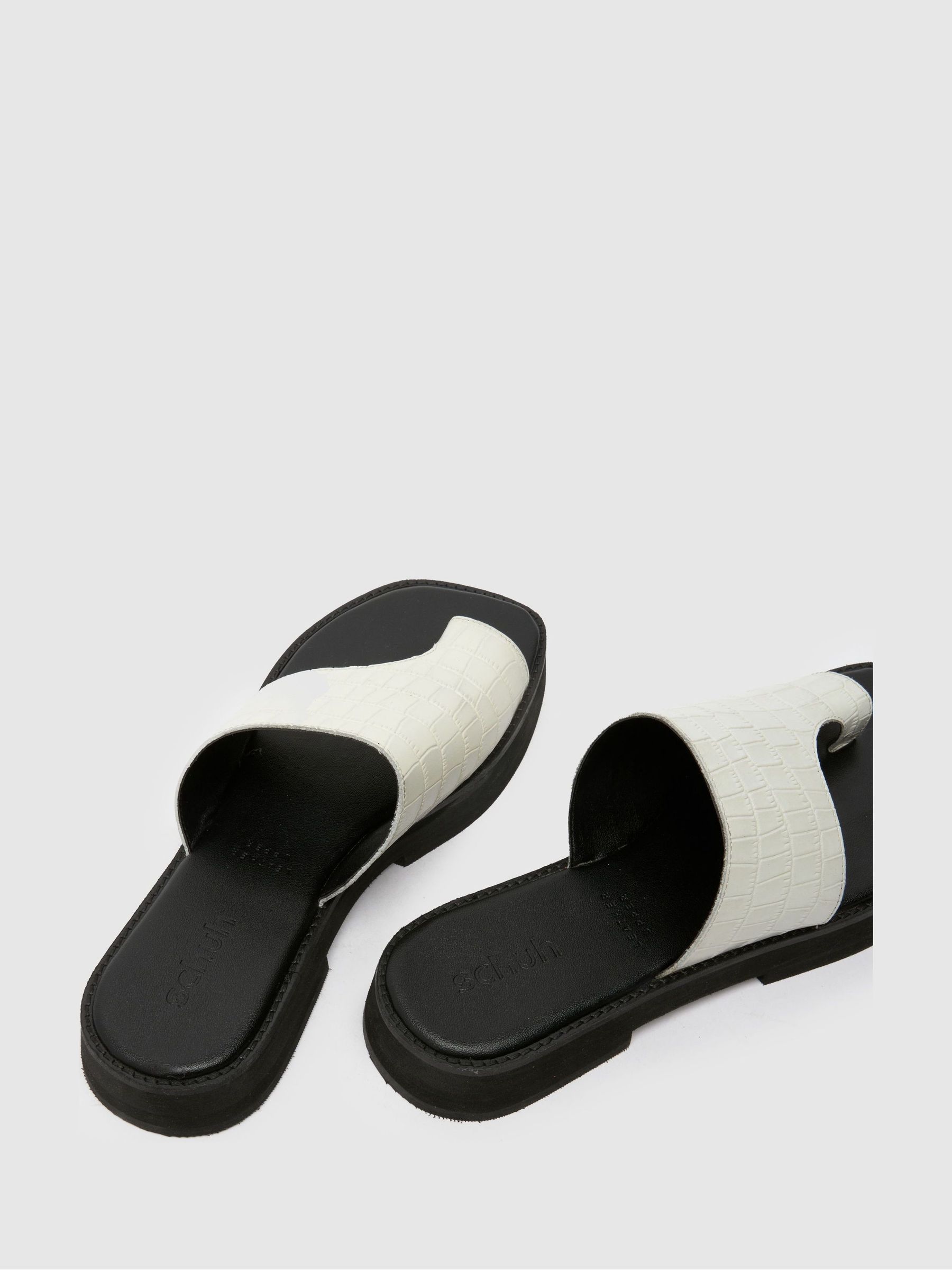 Buy Schuh White Tori Chunky Leather Croc Mules from Next USA
