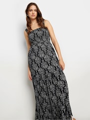 Long Tall Sally Black Aztec Style Shirred Strappy Maxi Dress - Image 2 of 6