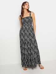 Long Tall Sally Black Aztec Style Shirred Strappy Maxi Dress - Image 3 of 6