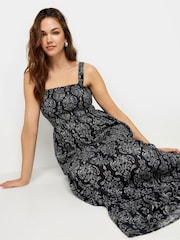 Long Tall Sally Black Aztec Style Shirred Strappy Maxi Dress - Image 5 of 6