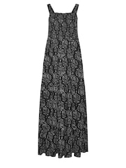 Long Tall Sally Black Aztec Style Shirred Strappy Maxi Dress - Image 6 of 6