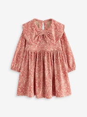 Red Long Sleeve Collared 100% Cotton Dress (3mths-7yrs) - Image 5 of 7