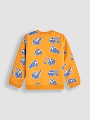JoJo Maman Bébé Mustard Yellow & Blue Construction Vehicle Construction Vehicle Print Sweatshirt - Image 2 of 3
