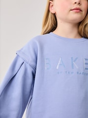 Baker by Ted Baker Blue Embroidered Branded 100% Cotton Sweat Top - Image 4 of 10