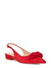 Dune London Red Horizonn Bead Trim Slingback Shoes - Image 4 of 7