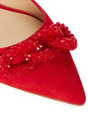 Dune London Red Horizonn Bead Trim Slingback Shoes - Image 7 of 7
