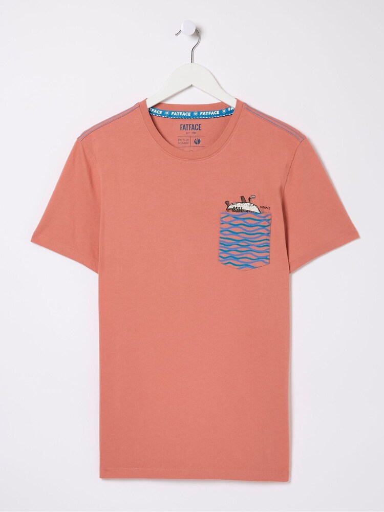 FatFace Boat Orange Chest Pocket T-Shirt - Image 4 of 4