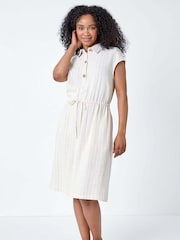 Roman Natural Stripe Linen Shirt Dress - Image 2 of 5