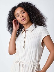 Roman Natural Stripe Linen Shirt Dress - Image 4 of 5