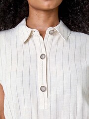Roman Natural Stripe Linen Shirt Dress - Image 5 of 5