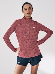 Under Armour Red Tech Twist 1/2 Zip Top - Image 1 of 8