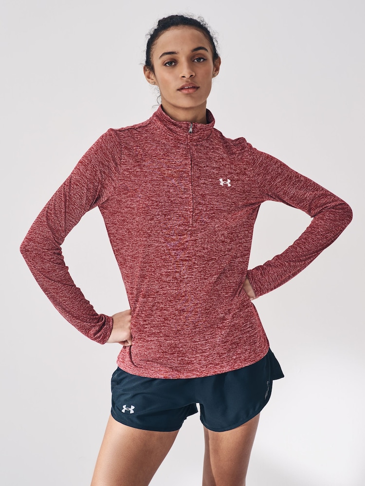 Under Armour Red Tech Twist 1/2 Zip Top - Image 1 of 8
