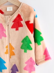 Ecru Baby Christmas Tree Fleece Zip Sleepsuit - Image 3 of 7