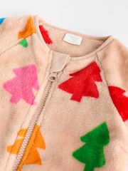 Ecru Baby Christmas Tree Fleece Zip Sleepsuit - Image 4 of 7