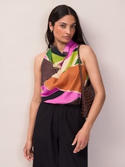 Ro&Zo Pink Abstract Geo Print Cowl Top - Image 1 of 5