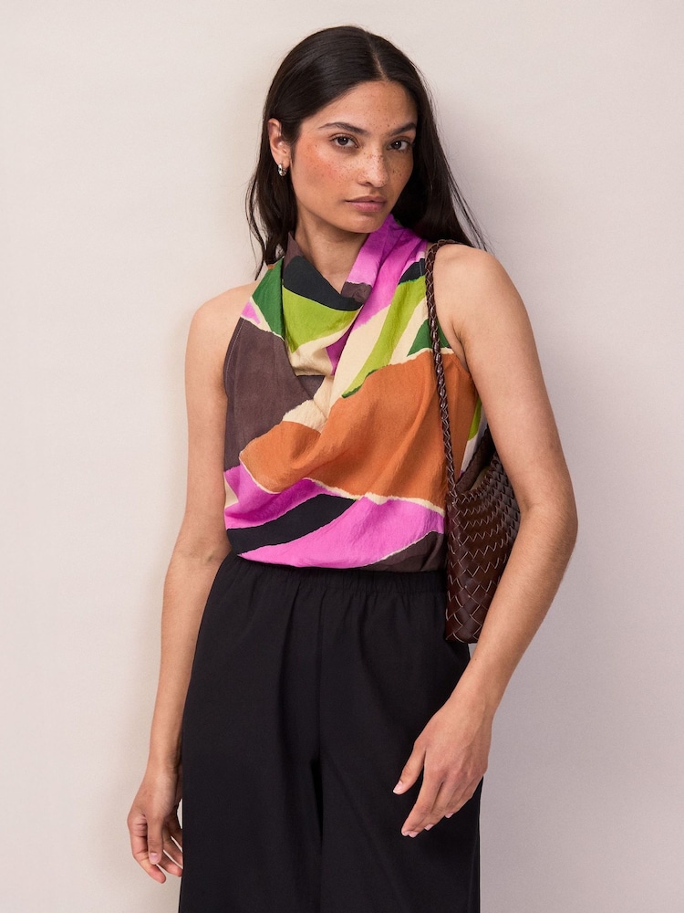 Ro&Zo Pink Abstract Geo Print Cowl Top - Image 1 of 5
