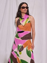 Ro&Zo Pink Abstract Geo Print Cowl Top - Image 2 of 5