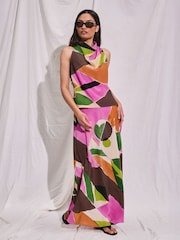 Ro&Zo Pink Abstract Geo Print Cowl Top - Image 3 of 5