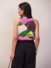 Ro&Zo Pink Abstract Geo Print Cowl Top - Image 5 of 5