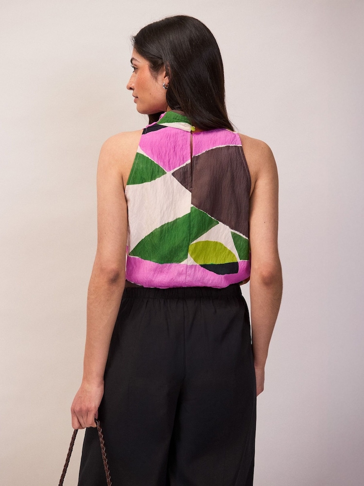 Ro&Zo Pink Abstract Geo Print Cowl Top - Image 5 of 5