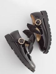 Black Wide Fit (G) Chunky Bow Mary Jane School Shoes - Image 3 of 6