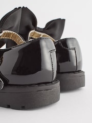 Black Wide Fit (G) Chunky Bow Mary Jane School Shoes - Image 4 of 6
