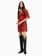 AllSaints Red Tian Sanibel Dress - Image 3 of 5