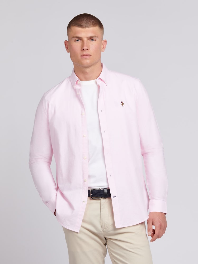 U.S. Polo Assn. Pink Mens 100% Cotton Peached Oxford Shirt - Image 1 of 6