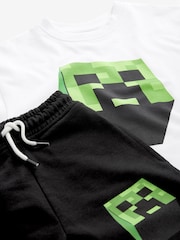 White/Black Short Sleeve Minecraft T-Shirt And Shorts Set (3-16yrs) - Image 3 of 3