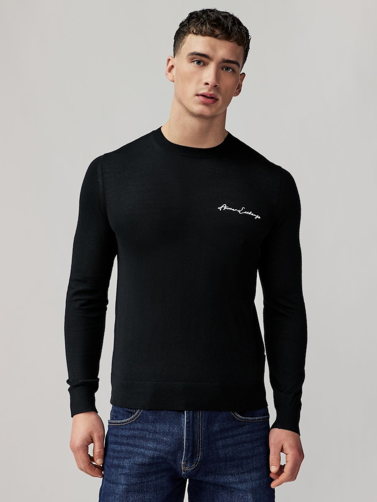 Armani Exchange Knitted Logo Black Jumper - Image 1 of 5