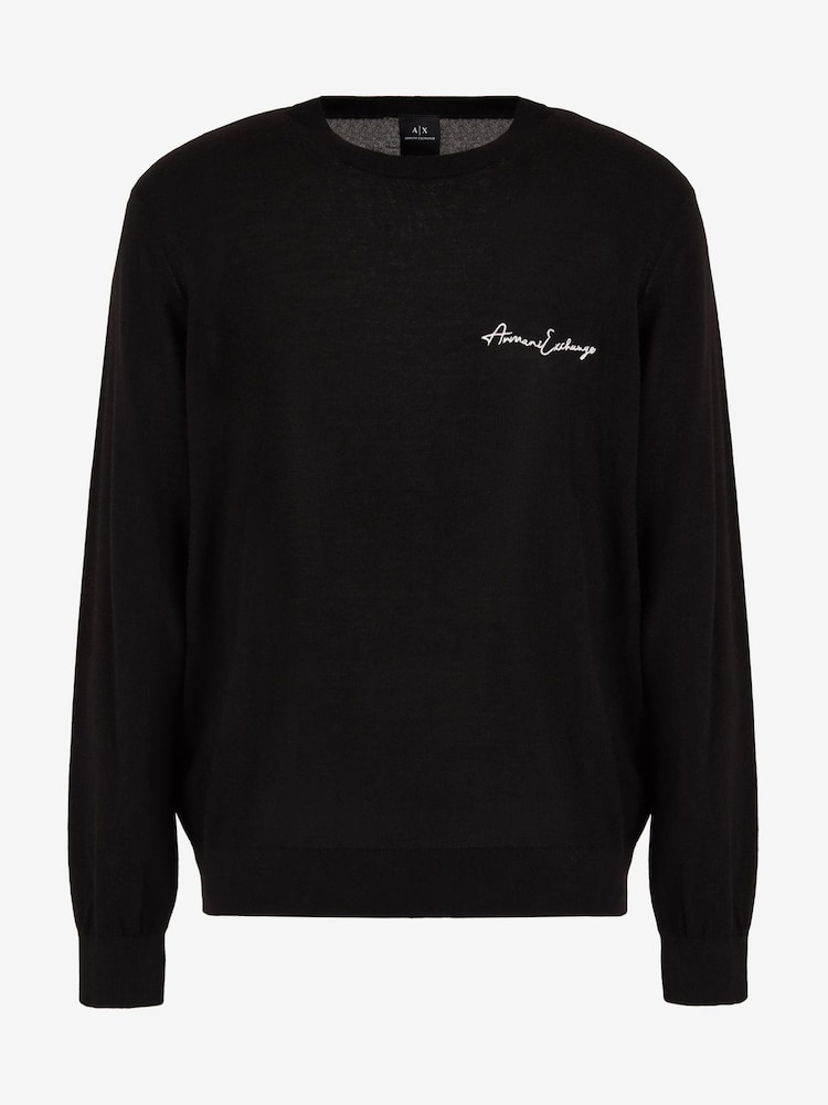 Armani Exchange Knitted Logo Black Jumper - Image 5 of 5