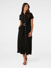 Forever New Black Briley Textured Shirt Dress - Image 1 of 4