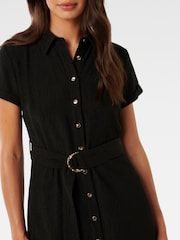 Forever New Black Briley Textured Shirt Dress - Image 2 of 4