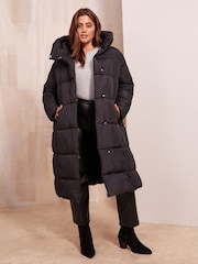 Negru - Friends Like These Curve Hood Quilted Paltoane căptușite - Imaginea 1 din 4
