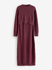 Burgundy Red Maternity Nursing Dress - Image 5 of 7
