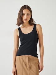 Hush Black Seth Low Scoop Ribbed Vest - Image 1 of 5