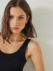 Hush Black Seth Low Scoop Ribbed Vest - Image 4 of 5
