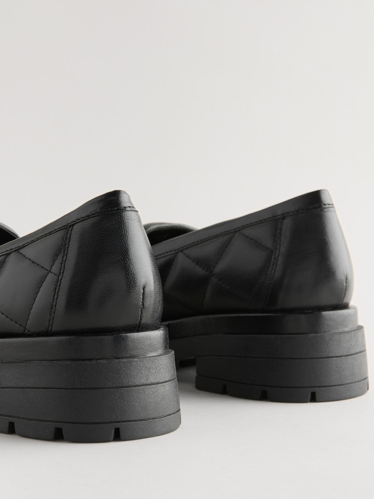 Black Forever Comfort® Leather Quilted Chunky Loafers - Image 6 of 6