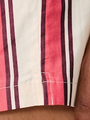 Red/Ecru Stripe Elasticated Waist 100% Cotton Shorts - Image 5 of 8