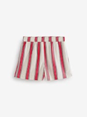 Red/Ecru Stripe Elasticated Waist 100% Cotton Shorts - Image 6 of 8