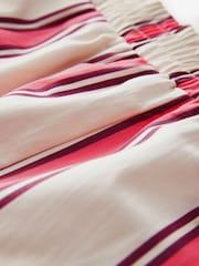 Red/Ecru Stripe Elasticated Waist 100% Cotton Shorts - Image 7 of 8
