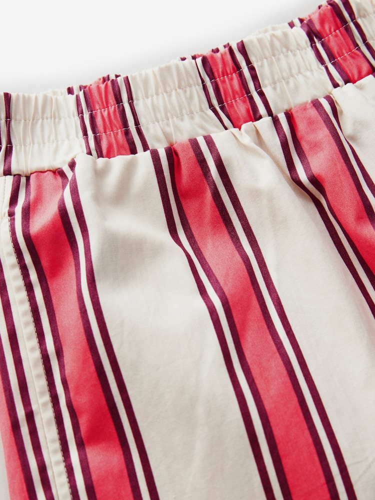Red/Ecru Stripe Elasticated Waist 100% Cotton Shorts - Image 8 of 8
